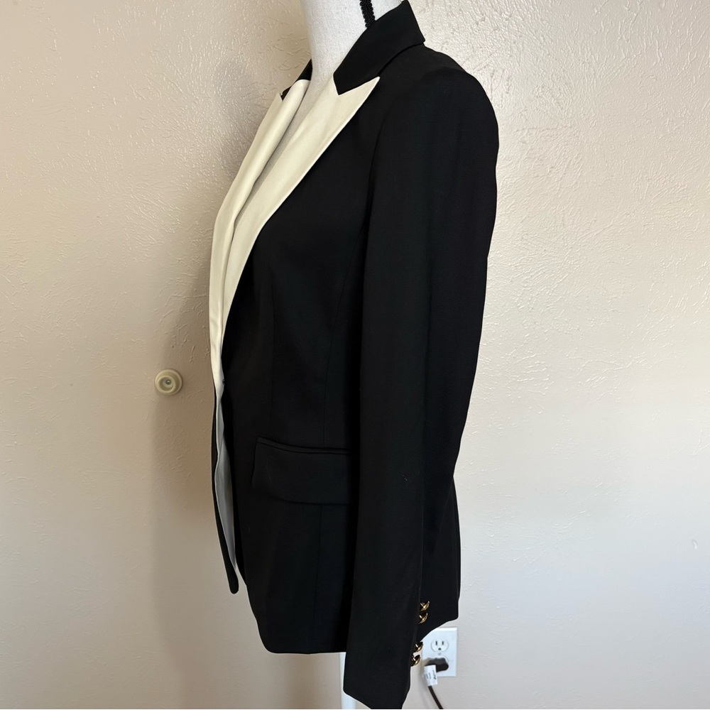Escada Bavoya Wool Contrast Single Breasted Blazer Jacket in Black Womens 36 - Picture 4 of 12